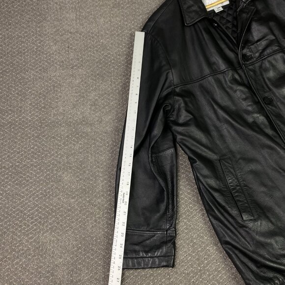 Wilsons Leather M. Julian Leather Jacket Men's Large Black Button Up Front - Picture 12 of 15